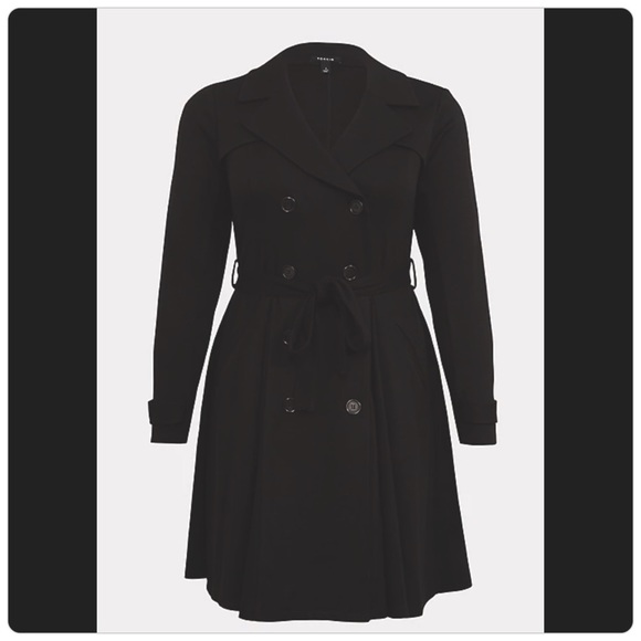 SALE!! BNWT! TORRID BLACK BRUSHED PONTE TRENCH COAT! MULTIPLE SIZES 12-30! - Picture 6 of 9